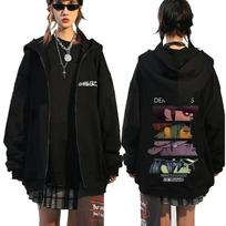 Gorillaz Graphic Zipper Hoodie Women Men Autumn Winter Hip Hop Fashion Streetwear Oversized Zip Up Jacket Coat Fleece Sweatshirt XS juoda
