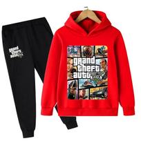 Vaikams Berniukams Ruduo Vaikų Animacinis Gta 5 Drabužių Rinkinys Su Gobtuvais Viršutiniai Drabužiai+ilgos Kelnės 2vnt Kostiumas Vaikų Žaidimas Gta 5 Drabužiai 4-14 Metų 160 red