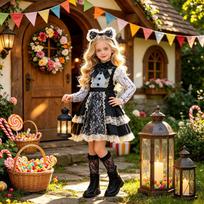 Girls Casual Princess Dress for Toddlers and Kids Party Birthday Outfit 150 juoda