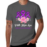 Faith Hope Love Fibromyalgia Awareness TShirt Daily Work Short Sleeve Top 4XL brown