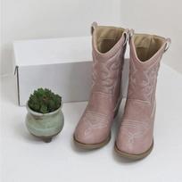 Britain Style Girls Boots Slip On High Heels Kids Shoes Versatile Pattern Solid Color Princess Children Fashion Boots 31 rožinė