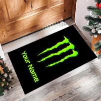 Monster Energy Crystal Velvet Rug, Custom Name Text Personalized Non‑Slip Floor Mat for Home Decor Gift 50cmx80cm white