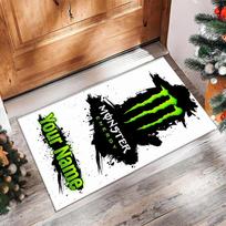 Monster Energy Crystal Velvet Rug, Custom Name Text Personalized Non‑Slip Floor Mat for Home Decor Gift 50cmx80cm