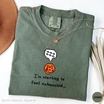Stardew Valley Starting to Feel Exhausted TShirt, Cozy Gamer, Pixel Art Farming Tee, Cute Chicken Shirt, Pelican Town Merch, Cat Lover Gift 120 gray