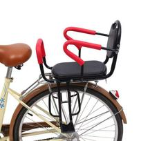 Sustiprinta ant galinio dviračio tvirtinama vaiko saugos kėdutė - didelio dydžio vaiko apsauginė kėdutė Rear Bike Seat + Foot Guard + Railings juoda