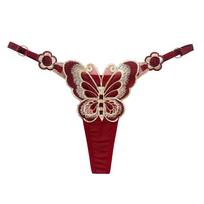 Mieli drugeliai siuvinėti moteriški stringai G stygos Seksualios kelnaitės reguliuojamo juosmens kelnaitės One Size brown