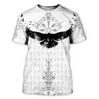 Vikingų simbolių spausdinimo marškinėliai vyrams Vasariniai trumparankoviai Harajuku marškiniai Hip-hop vyrams moterims Mados marškinėliai XXXL white