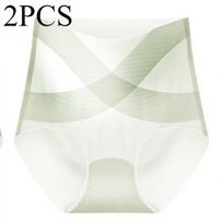 2pcs/lot Ultra Thin Underwear for Women Ice Silk High Waist Seamless Lifting Buttocks Breathable Triangle for Women Panties XXL šviesiai žalios spalvos