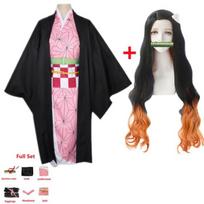 Demon Slayer Kimetsu No Yaiba Nezuko Kamado Cosplay Kostiumas Kimono Helovino Uniforma Anime Drabužiai S pink