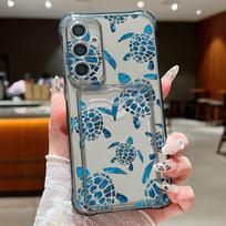 Banginių Vėžlių Rašto Telefono Dėklas Skirtas Samsung Galaxy S25 Edge S22 S23 S24 Ultra S21 S24 FE A56 A36 A26 A35 A55 A54 A16 A15 Kortelių Dėklas Skaidrus Telefono Dangtelis Samsung Galaxy A06 pilka spalva