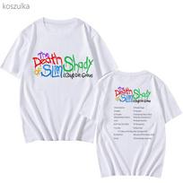 Eminem New T-shirt Casual Tobey Short Sleeve The Death of Slim Shady 100% Cotton Tee-shirt Fashion Pouplar Men/women Tshirt Tops XL white