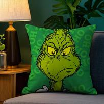 Christmas T-The G-GrinC-chs-S Pillow Case Plush Fabric Soft Double Sided Print Sofa Cushion Cover Throw Pillow Covers 12x12Inch green