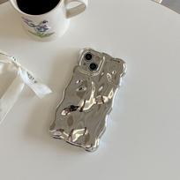 Stilingas vientisos spalvos stereoskopinis banguotas raukšlėtas burbuliukų telefono dėklas, skirtas iPhone 17 16 15 14 13 12 11 Pro Max Plus 17 Air TPU&iPhone17 Pro sidabras