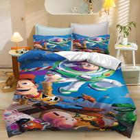 Žaislų istorija Animacinis pledo užvalkalas Lovos komplektas berniukams Bazas Lightyear Mielai spausdintas Odai draugiškas Kvėpuojantis Namų tekstilė Anime AU Single(140*210cm)3pcs