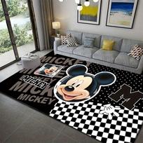 1 vnt. Mikio ir Mini pelės kilimas, neslystantis grindų kilimėlis, animacinių personažų dizainas, minkštas veliūras, kambario dekoras, skalbiamas 100cm by 120cm