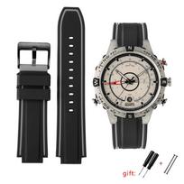 Naujas silikoninės gumos vyriškas laikrodžio dirželis su dryželiais Timex E-tide Compass T2N720 T2N721 TW2T76300 TW2T76500 T45601 išgaubtas 16mm 24-16mm gray