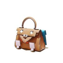 Populiari krepšio-paštininko krepšio moteriška aukštos klasės nišinė mozaikinė lėlės krepšio tikros odos Kelly krepšio rankinė 19*7*13cm beige