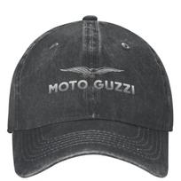 Unisex moteriškos „Moto Guzzi“ motociklų lenktynių kroso beisbolo kepuraitės, klasikinės, subraižytos, skalbtos, reguliuojamos tėčio kepurės One Size gray