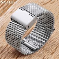1.0 Milano tinklelio nerūdijančio plieno laikrodžio apyrankė 18mm 20mm 22mm 24mm Apyrankė 3mm storio dirželis DW, Omega 22mm sidabras