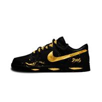 Nike Dunk Juodos ir auksinės spalvos Blizgančio rašto Odiniai Neslystantys Atsparūs trinčiai Žemi Kateboardo Batai Unisex IO7606-010(komanda1490-) 44 yellow