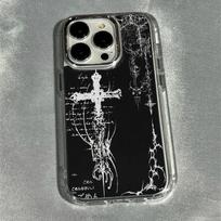 Tamsaus meno kryžiaus rėmo minkštas telefono dėklas, skirtas IPhone 17 16 Pro Max 15 14 13 12 11 XS X XR 7 8 Plus 16e SE2, oro smūgiams atsparus dangtelis iPhone 13 gray