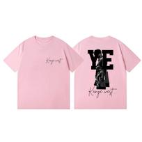 Reperio Kanye West T-shirt su 2026 m. turo spaudiniu Unisex Moteriška Mada Hip Hop Vintažiniai T-shirtai Aukštos Kokybės Medvilninis Trumpomis Rankovėmis T-shirtas L white