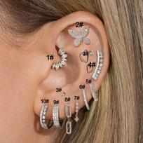 Auskarai Studs Hoopai Ausų Pradūrimas Cirkonis Drugelis Širdis Moterims Kremzlė Helix Daith Kriauklė Tragus Auskarai Papuošalai Dovana 2# beige