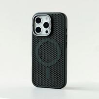 Korio formos tinklelio aušinimas Magsafe dėklui, skirtam iPhone 16 17 Pro Max 15 14 13 12 11, lydinio objektyvo laikiklis, belaidžio įkrovimo dangtelis For iPhone 14 juoda