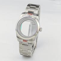 Mechanical Watch Case with NH35/NH38 Movement, Chamfered Bezel, Flat Sapphire Crystal, 36mm 36mm white