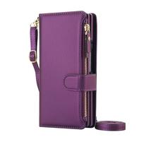 Samsung Galaxy Z Fold 8 Ultra Fold 8 piniginės tipo dėklas Nuimamas magnetinis telefono dėklas Apyrankė Dirželis ir Crossbody dirželis Galaxy Z Fold 8 Ultra violetinė