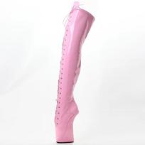 18 CM Itin aukšto kulno baleto batai per kelius, kryžmiškai surišti užtrauktuku, šlaunimis, dideli, 36–46 dydžio batai 44 rožinė