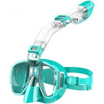 Snorkel Mask Sulankstomas nardymo kaukių rinkinys su Dry Top sistema ir fotoaparato laikikliu, Anti-Fog profesionali nardymo įranga S žalia