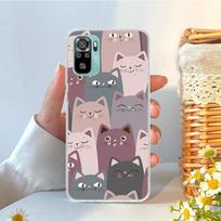 Animacinių filmukų mielų kačių fonas Minkštas telefono dėklas, skirtas Xiaomi Redmi Note 10 10S 9 9S 8 7 8T 11S 11T 11 Pro 9A 9T 9C 8A 7A Korpuso dangtelis Redmi 7A gray