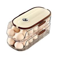 Automatinis sukamasis kiaušinių konteineris šaldytuvo laikymo dėžutė Maisto klasės BPA be permatomo sukraunamo šaldytuvo tvarkyklės B Dual Layer beige