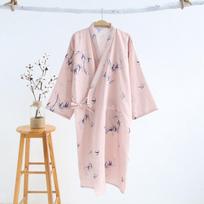 Japoniškas kimono moteriškas chalatas naktinis marškinys ilgomis rankovėmis naktiniai marškiniai medvilninė marlė Vasaros ir rudens miela prakaituota pavasarinė medvilninė pižama L white