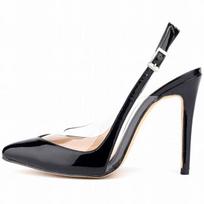 Moteriški sandalai pompos madingi PVC skaidrūs seksualūs smailūs aukštakulniai moteriški dirželiai ant kulkšnies stiletai vakarėliui vestuviniai išleistuvių batai 40 juoda