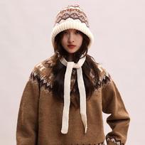Bag Hat~A Dual-Purpose Hepburn Style Lazy Strap Stacking Hat For Women, Sweet Autumn And Winter Warm And Versatile Woolen Hat one size black