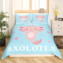 Animacinių filmukų „Axolotl“ mielas jūros gyvūnų roplių patalynės komplektas berniukams ir mergaitėms, dvigulė lova, dvigulė lova, pagalvės užvalkalas, vaikams ir suaugusiesiems 70x133cm 2pcs