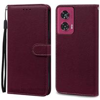 Skirta Motorola Edge 50 Fusion dėklas Piniginė Odinis Atverčiamas Dangtelis Skirta Moto Edge 50 Fusion Dėklas Stovas Knygos Dangtelis Coque Fundas Capa Moto Edge 50 Fusion vyno raudonos spalvos