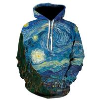 Harajuku Van Gogh aliejinis paveikslas „Žvaigždėta naktis“ 3D spausdinimo gobtuvas moterims / vyrams, mados hiphopo pop megztinis, vyriški gobtuvai 5XL gray