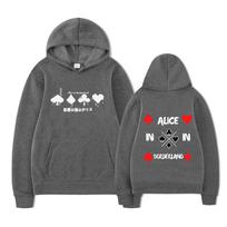 Alice in Borderland Hoodies Men Cartoon Cards Sweatshirt Vintage Unisex Pullover Men Graphic Hoody Oversize Clothing M gray
