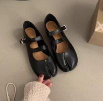 Madingi 2025 m. Japoniško stiliaus Tabi Ninja batai Moteriški Retro Suede Plokščiapadžiai Split Kopyto Pirštas Valties Batai Femme Mary Jeans Mocasins Balerinos Batai 37 juoda