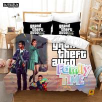 Žaidimo GTA V themed animacinis patalynės komplektas su antklodės užvalkalu ir pagalvės užvalkalu, įskaitant antklodę 155x215cm 3pcs