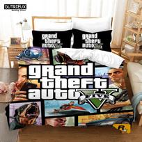 Žaidimo GTA V themed animacinis patalynės komplektas su antklodės užvalkalu ir pagalvės užvalkalu, įskaitant antklodę EU single(135x200cm) black