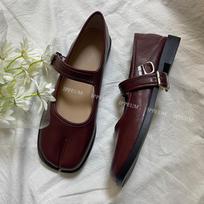 IPPEUM Tabis Mary Janes Batai Moterims 2025 Nauji Juodi Raudoni Su Skeltu Priekiu Ballet Flats Balerinos Batai Sagtis 225 vyno raudonos spalvos