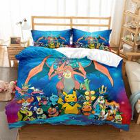 Pokemonų Animacinis Anime Patalynės Komplektas Kawaii Pikachu Gengar Eevee Charizard Antklodė Užvalkalas Pagalvės Užvalkalas Vaikų Lova Rinkinys Viengulis Karališkas Dydis EU Twin 135x200cm