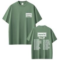 O-Oasis Live 25 Tour T Shirt Men Women Gothic Vintage Oversized Tshirt Men's High Quality  Short Sleeve T-shirts M gray