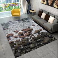 3D Akmens Pėdsakas Paplūdimio Akmenukai Plotinis Kilimas, Kilimas Namams Svetainei Miegamajam Sofai Durų Kilimėlis Virtuvės Dekorui Neslystantis Grindų Kilimėlis 50x80cm20x32in
