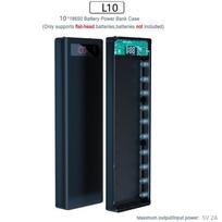 DIY Power Bank 10 slots 18650 Battery Holder Battery Box Micro Type C Dual USB Ports Mobile Phone Charger 18650 Powerbank Case white