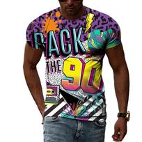 Retro 80-ųjų 90-ųjų stiliaus 3D spausdinimo marškinėliai vyrams, laisvalaikio trumpomis rankovėmis, didelio dydžio, hiphopo, gatvės, Harajuku viršutiniai drabužiai, vyriški drabužiai M yellow